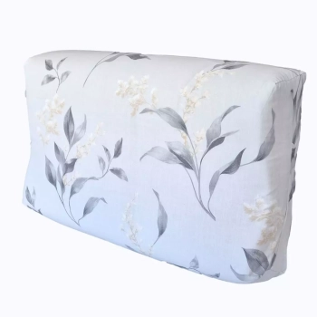 Szara poszewka na poduszkę ergonomiczną Botanic Grey 50x33 cm widoczny charakterystyczny kształt fali dla poduszek z pianki.