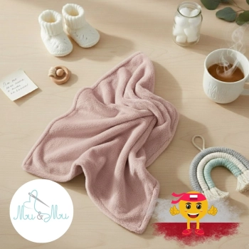 Kocyk Niemowlęcy 100x75 Minky Plush Dwustronny brudny róż