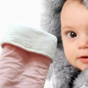 Gruby zimowy kocyk niemowlęcy 100x75 Polar Minky Ecru Róż