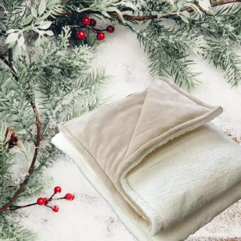 Gruby zimowy kocyk niemowlęcy 100x75 Polar Minky Ecru Beż