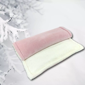 Gruby zimowy kocyk niemowlęcy 100x75 Polar Minky Ecru Brudny róż