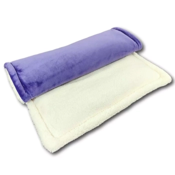Gruby zimowy kocyk niemowlęcy 100x75 Polar Minky Ecru Fiolet