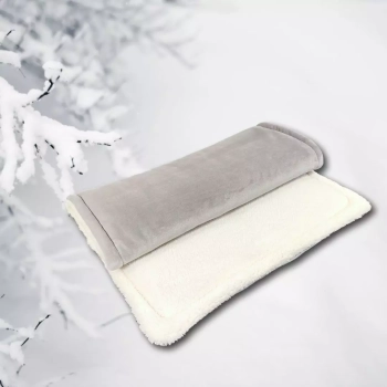 Gruby zimowy kocyk niemowlęcy 100x75 Polar Minky Ecru Szary