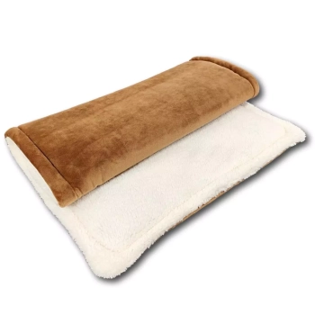 Gruby zimowy kocyk niemowlęcy 100x75 Polar Minky Ecru Toffi