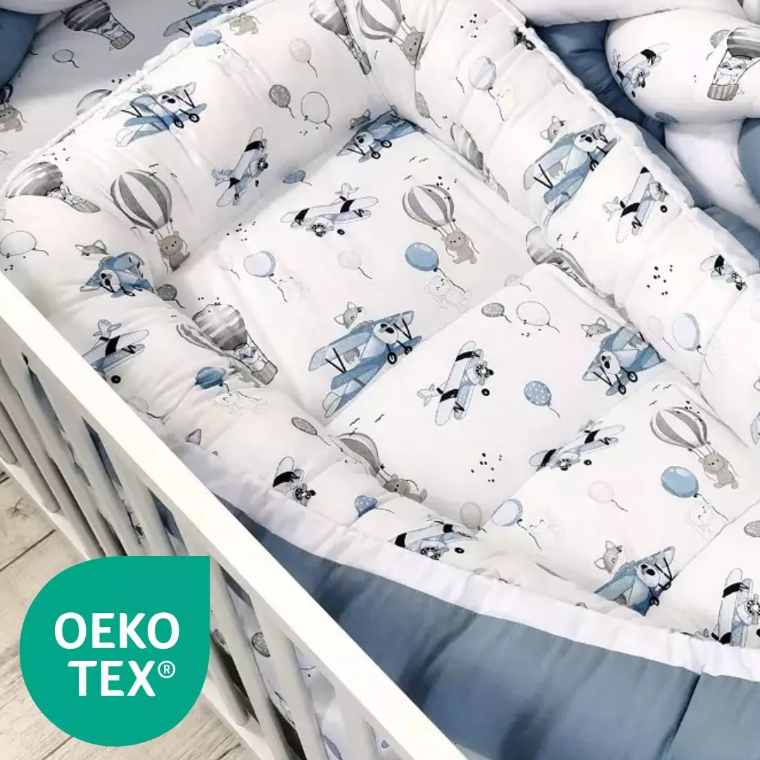 Zestaw Kokon niemowlęcy Kocyk Poduszka Rożek Samoloty