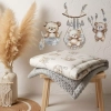 Kocyk niemowlęcy Minky Misie Boho Beż w pokoju dziecka w stylu boho
