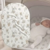 Bawełniane prześcieradło z gumką do gondoli Misie Boho beż