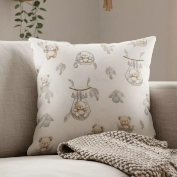 Poszewka na poduszkę 40x40 Misie boho beż