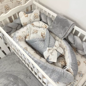 Zestaw pościeli niemowlęcej 7w1 Mu&Mu Misie Boho Beż kompozycja
