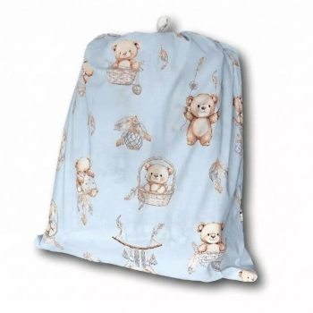 Bawełniany worek do żłobka ze ściągaczem wzór Misie Boho Blue na wyprawkę
