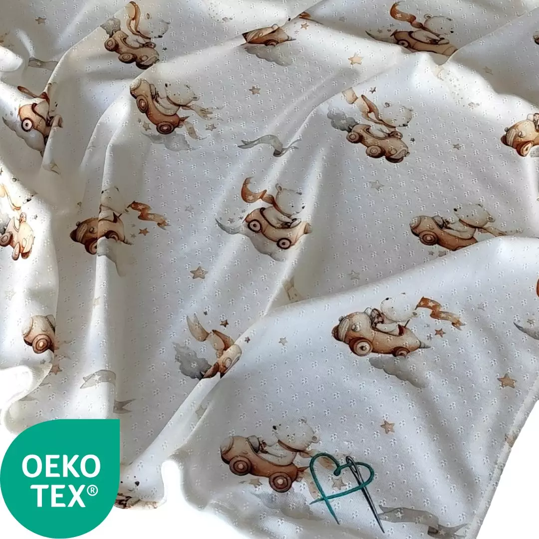 Letni kocyk z widocznym certyfikatem OEKO-TEX Standard 100