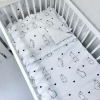 Biały komplet dla niemowlaka do łóżeczka z falbanką Pościel, Króliki