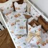 Komplet pościeli niemowlęcej do łóżeczka Pociągi - ochraniacz, rożek, kocyk